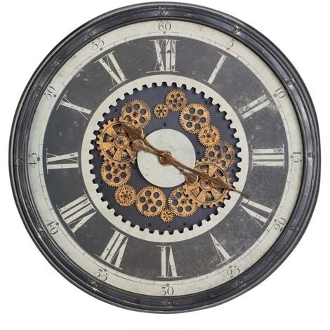 Große Wanduhr CHARLEY, Ø 76 cm, mit dekorativem Mechanismus