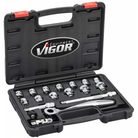 VIGOR 3/8" STECKSCHLÜSSEL-SATZ SUPERFLACH 18 tlg.