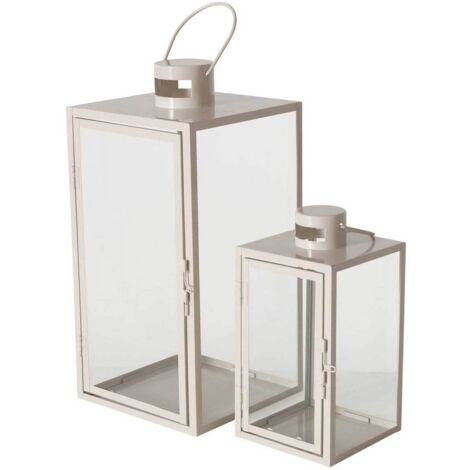 Laterne aus Metall ARANIA, beige, 2er-Set