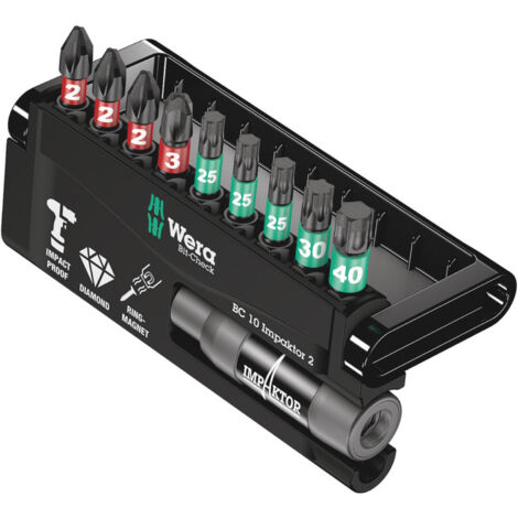 Wera 8751/67-9/IMP DC Impaktor Bit-Check, 1 Impaktor-Halter mit 9 Impaktor-Bits