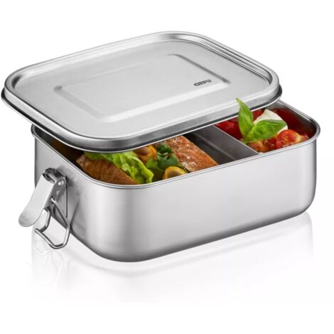 Gefu Lunchbox Endure, Groß, Brotbox, Brotdose, Vesperbox, Edelstahl, Kunststoff, Silber, 1.4 L, 12734 (1/2)