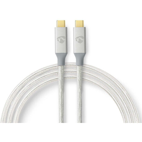 Usb kabel usb 32 gen 2x2 usb c male usb c male 100 w 4k60hz 20 gbps vergoldet 100 m rund geflochten nylon silber box mit abgedecktem fenster 38747710 38747710 38747710 38747710 38747710 3 (1/5)