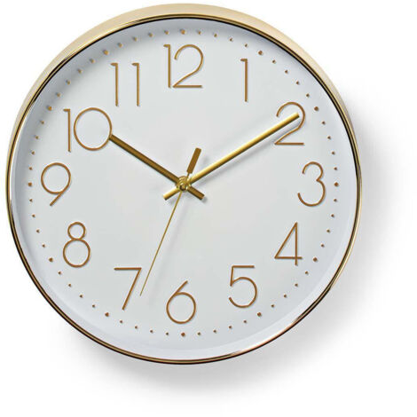 Nedis Wanduhr / Durchmesser: 300 mm / Kunststoff / Gold / Weiss