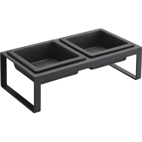 Yamazaki Home Futternapf Katze Hund Wassernapf Fressnapf Doppelnapf Metall Keramik schwarz