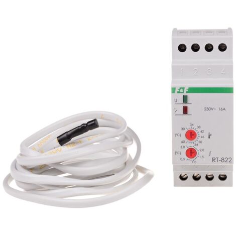 Temperaturregler RT-822 mit Fühler, Temperaturregelbereich: 30÷60°C, Kontakte: 1P, I=16A, 2 Module