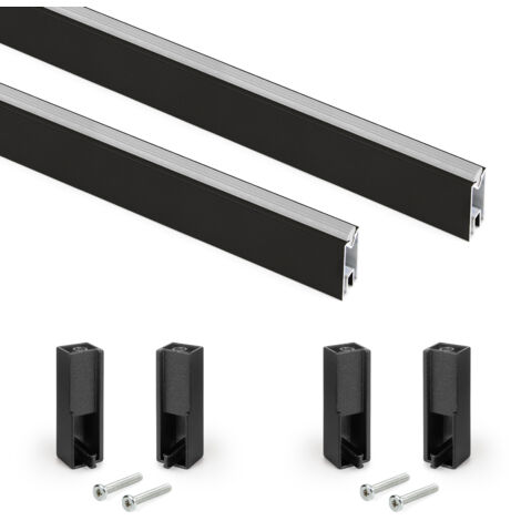 Emuca Luxe Schrankstangen-Kit Schwarz 750 mm Aluminium (1/5)
