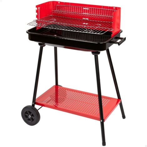 Aktive 52898 - Rechteckiger Holzkohle- und Holzgrill 66x44x85 cm 4 verstellbare Höhen 6 Sitzplätze 2 Räder für einfachen Transport Ascheschale de (1/5)