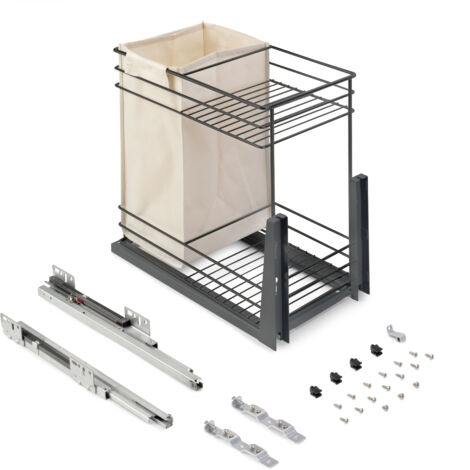 Emuca Titane Ausziehwagen mit Körben und Brotkasten mit Soft-Close-Bodenbefestigung, 300-mm-Modul, Stahl, Anthrazitgrau (1/5)