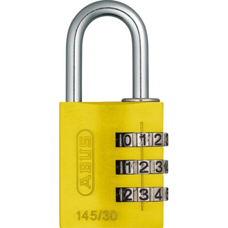 ► ABUS Aluminium Zahlenschloss 145/30 in gelb in 9 Farben zur Wahl