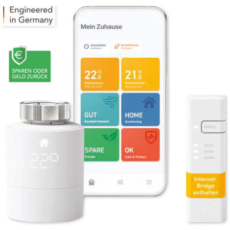 TADO Starter Kit Smartes Heizkörper-Thermostat V3+, inkl. 1 Bridge