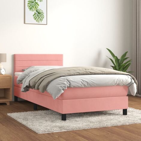 vidaXL Lattenrostbett mit Matratze Rose 90x200 cm Velours