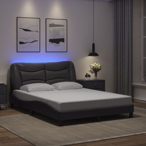 Bettgestell mit LED Grau 140x200 cm Kunstleder vidaXL586575 (1/5)