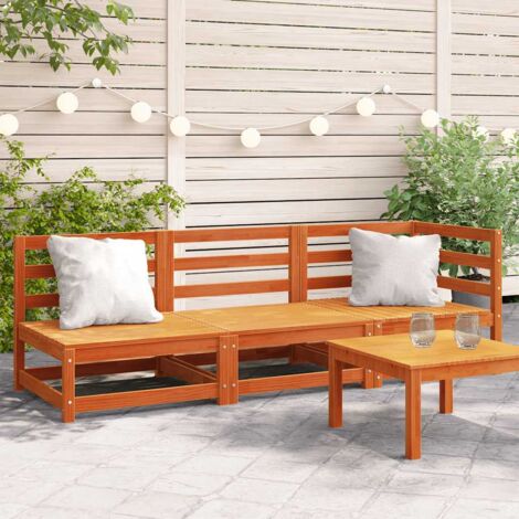 Gartensofa 3-Sitzer Wachsbraun Massivholz Kiefer vidaXL