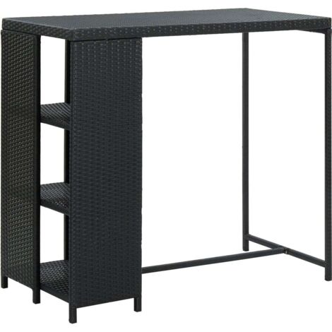 vidaXL Bar Table with Storage Rack Black 120x60x110 cm Poly Rattan