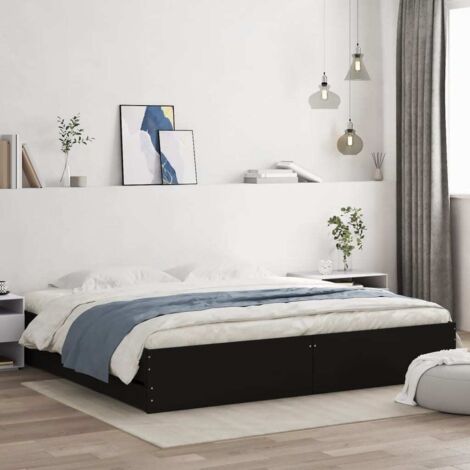 Bettgestell mit Schubladen schwarz 160x200 cm aus Spanplatte
