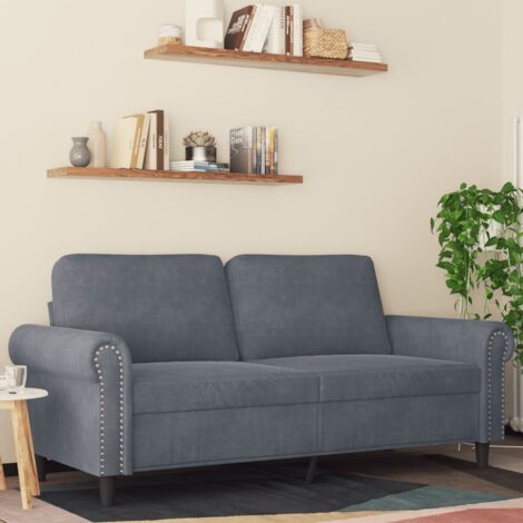 2-Sitzer Sofa Dunkelgrau 140 cm Samt
