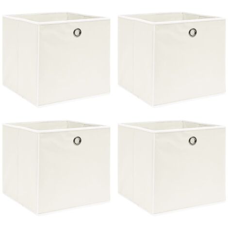 Aufbewahrungsboxen 4 Stück Weiß 32x32x32 cm Stoff