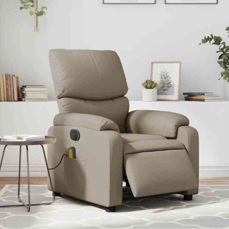 Elektrischer, neigbarer Massagesessel cappuccino aus Kunstleder