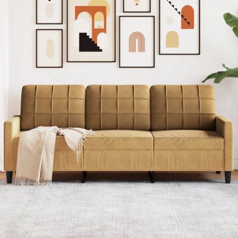 3-Sitzer Sofa Braun 180 cm Velours (1/5)