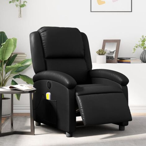Elektrischer Neigbarer Massagesessel in Schwarz aus Kunstleder