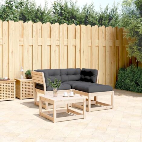 vidaXL Gartenmöbelset 3 Teile mit Kissen aus massivem Kiefernholz