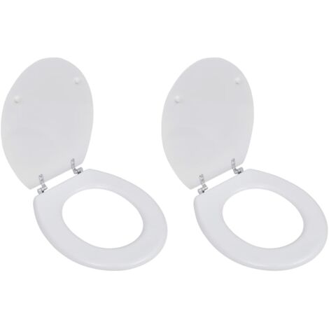 vidaXL Toilet Seats with Lids 2 pcs MDF White (2x140801)