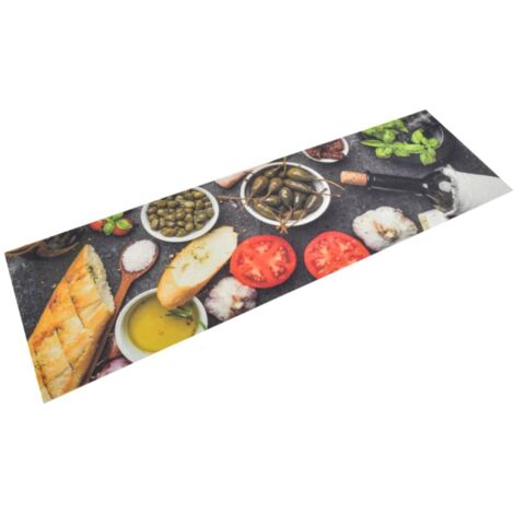 vidaXL Waschbarer Küchenteppich Weindruck 45x150 cm Velours