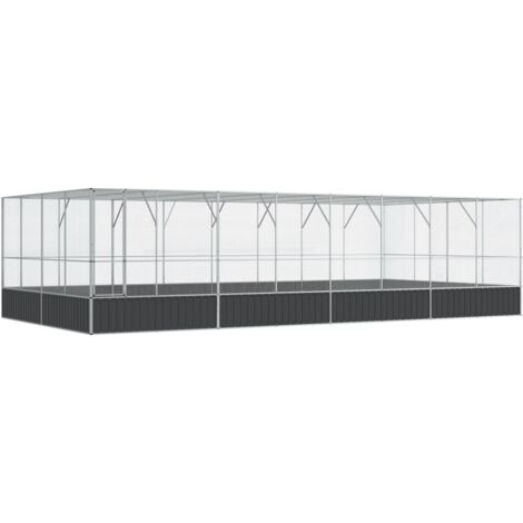 vidaXL Voliere mit Erweiterung silber 832x414x212 cm Stahl