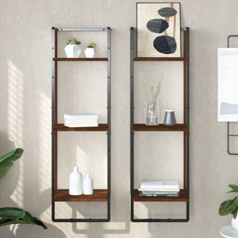 vidaXL Wandregal 3 Fächer Braun Eichen-Optik 30x25x100cm Holzwerkstoff