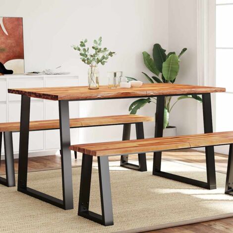 vidaXL Esstisch 140x80x75 cm aus massivem Akazienholz mit lebendigem Rand