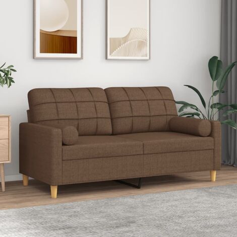 vidaXL 2-Sitzer Sofa mit dekorativen Kissen braun 140 cm Stoff