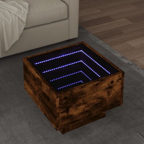 Beistelltisch mit LED, rauchige Eiche 40x40x30 cm, Spanplatte