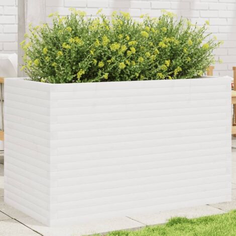 vidaXL Blumenkasten weiß 110x60x68,5 cm aus massivem Kiefernholz