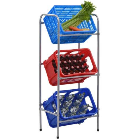 Kistenregal für 3 Kisten Silbern 50x33x116 cm Stahl vidaXL