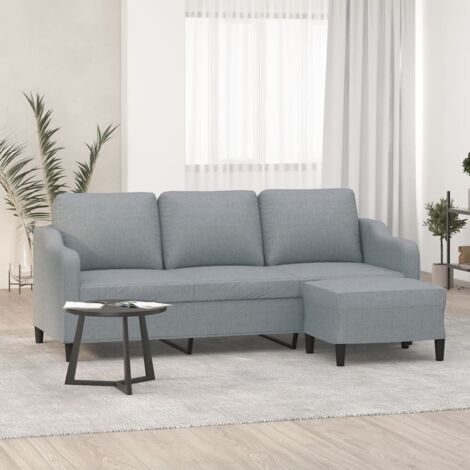 vidaXL 3-Sitzer Sofa mit Fußablage Grau 180 cm Stoff (1/5)