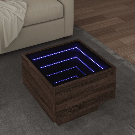 Beistelltisch mit LED Eiche braun 40x40x30 cm Ingenieurholz
