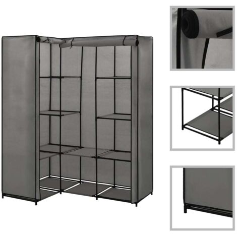 vidaXL Corner Wardrobe Grey 130x87x169 cm