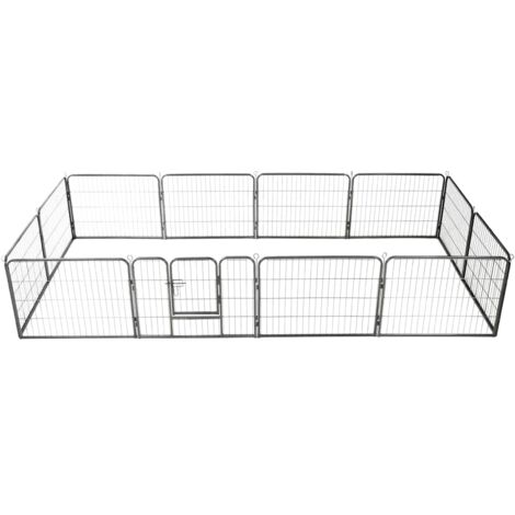 Hundezwinger 12 Paneele Stahl 80 x 60 cm Schwarz