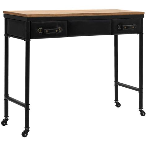 vidaXL Console Table MDF and Fir Wood 100x33,5x80 cm