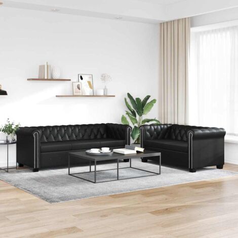 vidaXL Chesterfield Sofa für 2 und 3 Personen schwarz