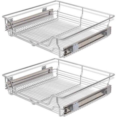 vidaXL Pull-Out Wire Baskets 2 pcs Silver 600 mm