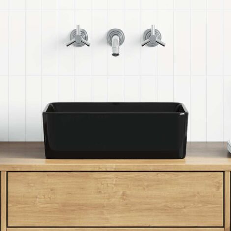 vidaXL Waschbecken 40x30x13 cm Keramik Schwarz