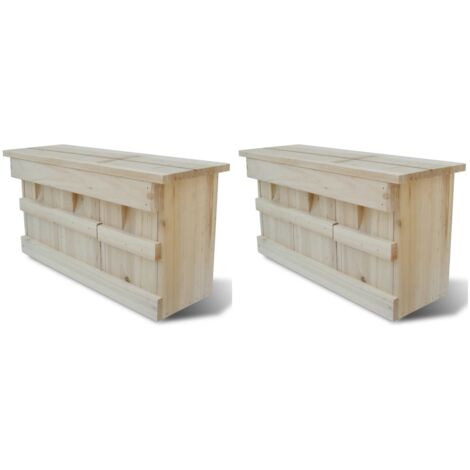 Spatzenhäuser 2 Stück Holz 44 x 15,5 x 21,5 cm