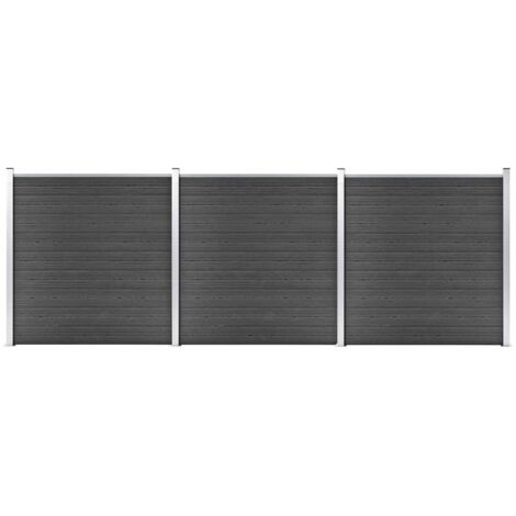 WPC Sichtschutzzaun-Set 526x186 cm Schwarz