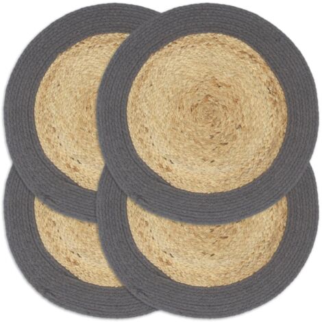 4er-Set Platzsets Natur und Anthrazit 38 cm Jute und Baumwolle
