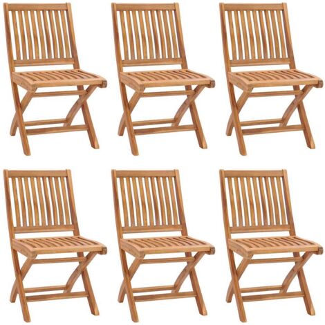 vidaXL Klappstühle für den Garten, Set aus 6, Hartholz Teak
