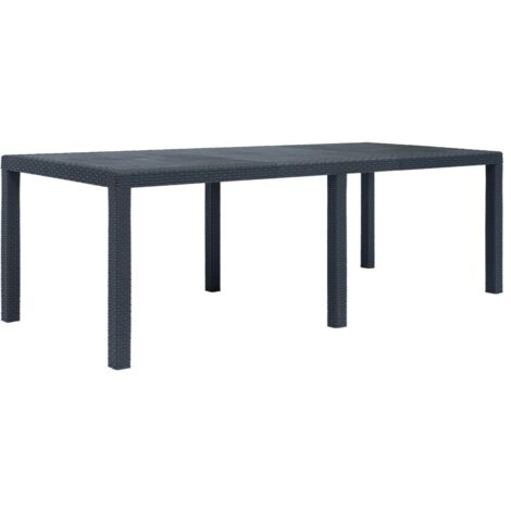 vidaXL Gartentisch Anthrazit 220x90x72 cm Kunststoff Rattan-Optik