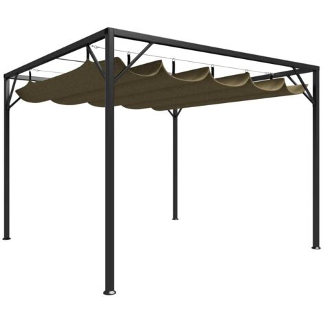 vidaXL Gartenpavillon mit Ausziehbarem Dach 3x3 m Taupe 180 g/m²