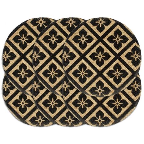 6er Set Runde Platzsets Schwarz 38 cm Jute