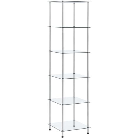 vidaXL 6-Tier Shelf Transparent 40x40x160 cm Tempered Glass